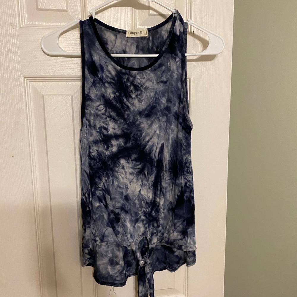 Navy blue tye-dye cropped muscle tank